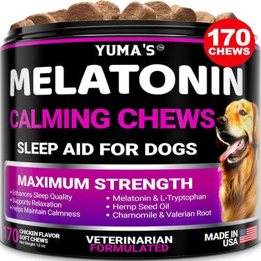 Melatonin Calming Chews for Dogs 170 Chews Dog Stress and Anxiety Relief