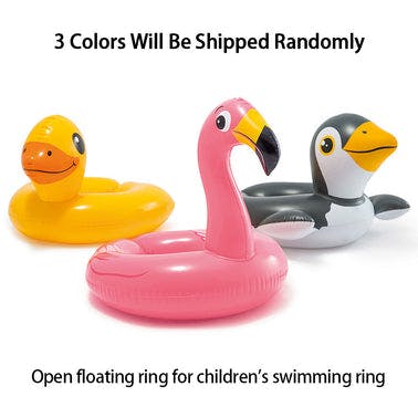 Children's Cartoon Animal Swimming Rings; Inflatable Duck Penguin Flamingo Pool Floats For Boys And Girls