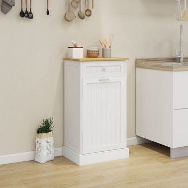 One Drawers and One-Compartment Tilt-Out Trash Cabinet Kitchen Trash Cabinet-White