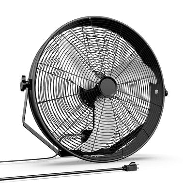 InfiniPower 18 Inch High Velocity Wall Mount Fan with Rack, 3 Speed Industrial/Commercial Metal Ventilation Fan