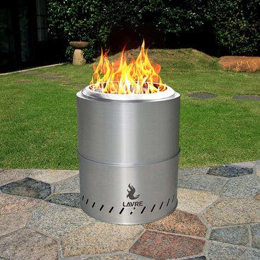 15 inch Smokeless Fire Pit Outdoor Wood Burning Portable Fire Pit Stainless Steel
