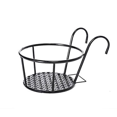 Hanging Railing Planters Flower Pot Holders Metal Planter Racks Fence Potted Stand Mounted Round Plant Baskets Container for Indoor Outdoor Use