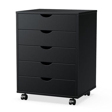 Sweetcrispy 5 Drawer Chest - Storage Cabinets Dressers Wood Dresser Cabinet with Wheels Mobile Organizer Drawers for Office